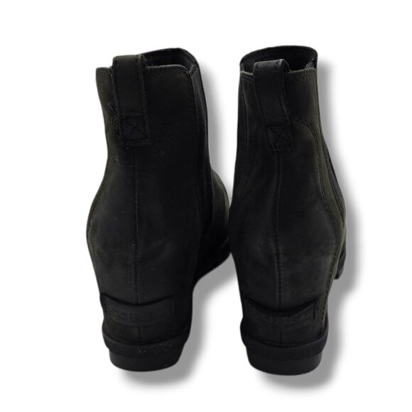 Sorel Joan of Arctic Wedge ll Chelsea Boots Womens 8.5 Black Waterproof Leather - Picture 6 of 8